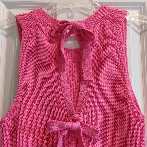 Neely Pink Knit Sweater Open Back with Ties Women's Size XS - Picture 5 of 6
